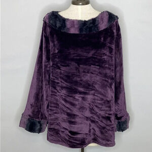 Adrienne Landau Faux Fur Purple Popover Top - Size 1X